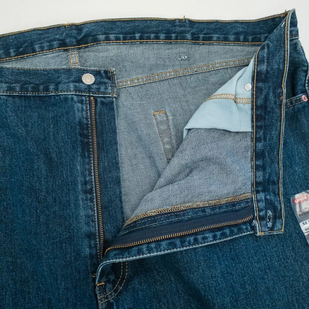 Levi's 505 Regular Fit Jeans Men 52x29 Dark Wash Big & Tall Straight Leg Cotton